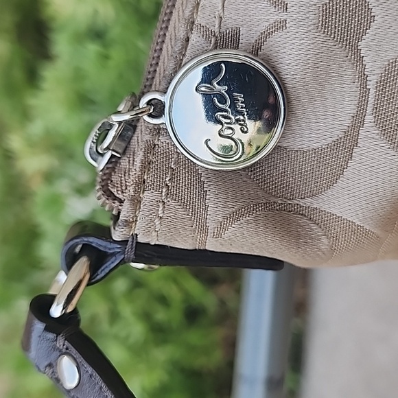 Coach Khaki Signature Sateen w/Front Pocket Top Zip Crossbody Bag - Picture 2 of 15